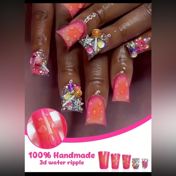 Wet Candy Paint Duck Nails 24 Piece Press On Nails 💅🌟 - Picture 1 of 3